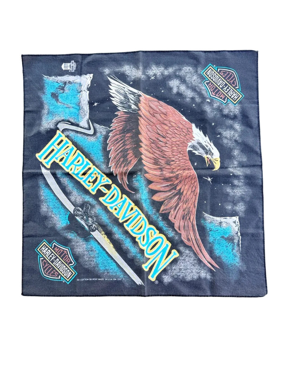 1990s Vintage Harley-Davidson Black Eagle Bandana 21x21 | Pink