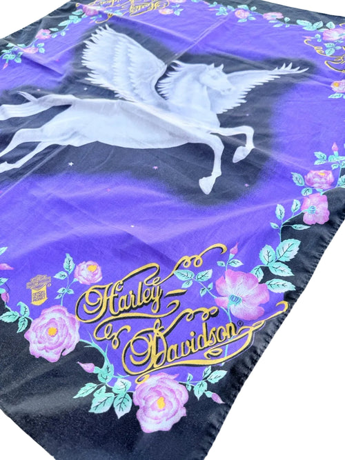 1990s Vintage Harley-Davidson Black Pegasus Bandana | 31x25