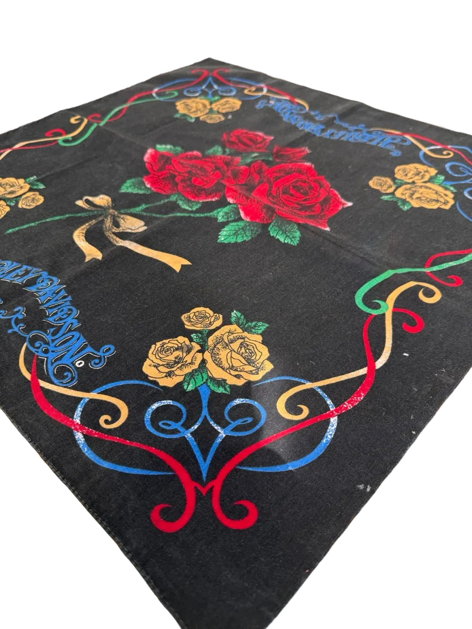 1990s Vintage Harley-Davidson Floral Roses Bandana | 22x22 | Made in USA