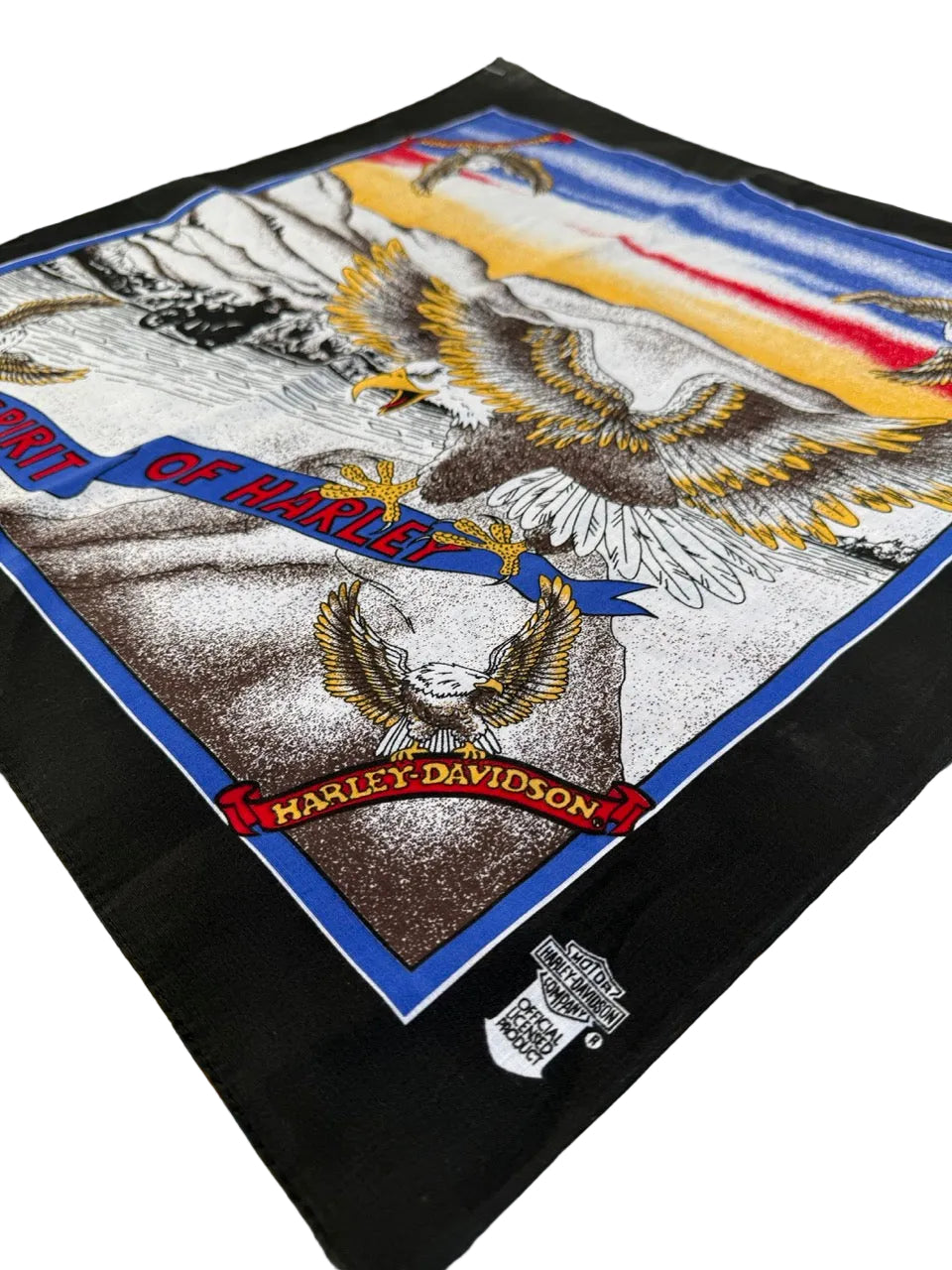 1980s Vintage Harley-Davidson "Spirit of Harley" Eagle Bandana | 22x22 | Made in USA